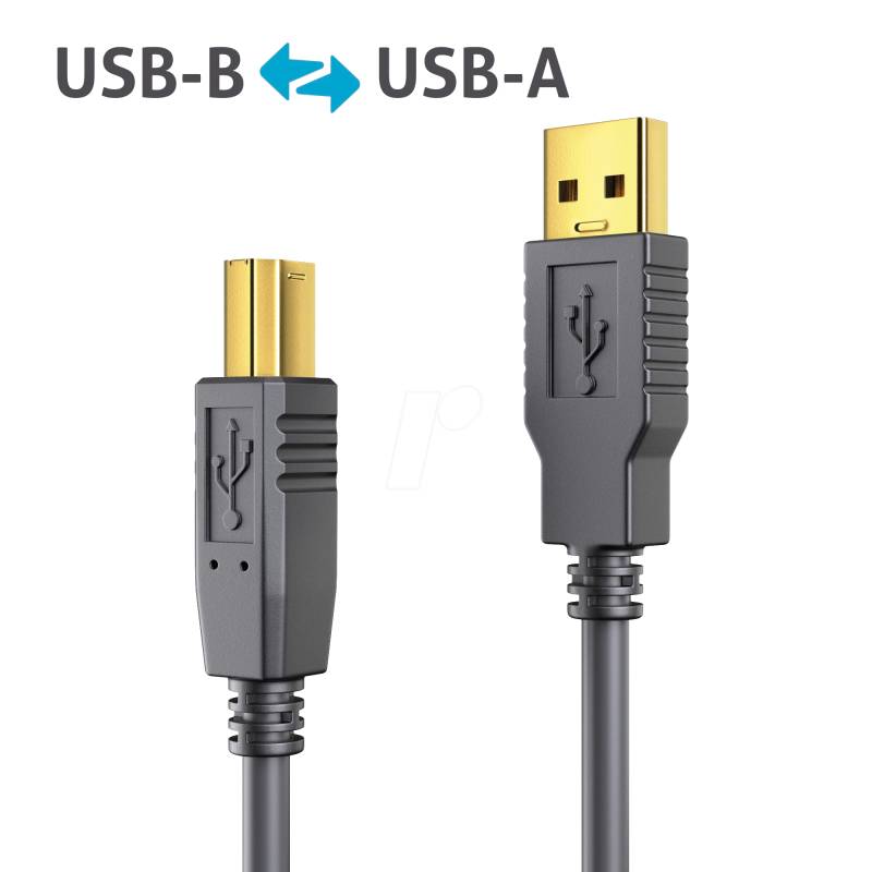 PURE DS2000-050 - Aktives USB 2.0-Kabel, A-Stecker > B-Stecker, 5 m von PURELINK