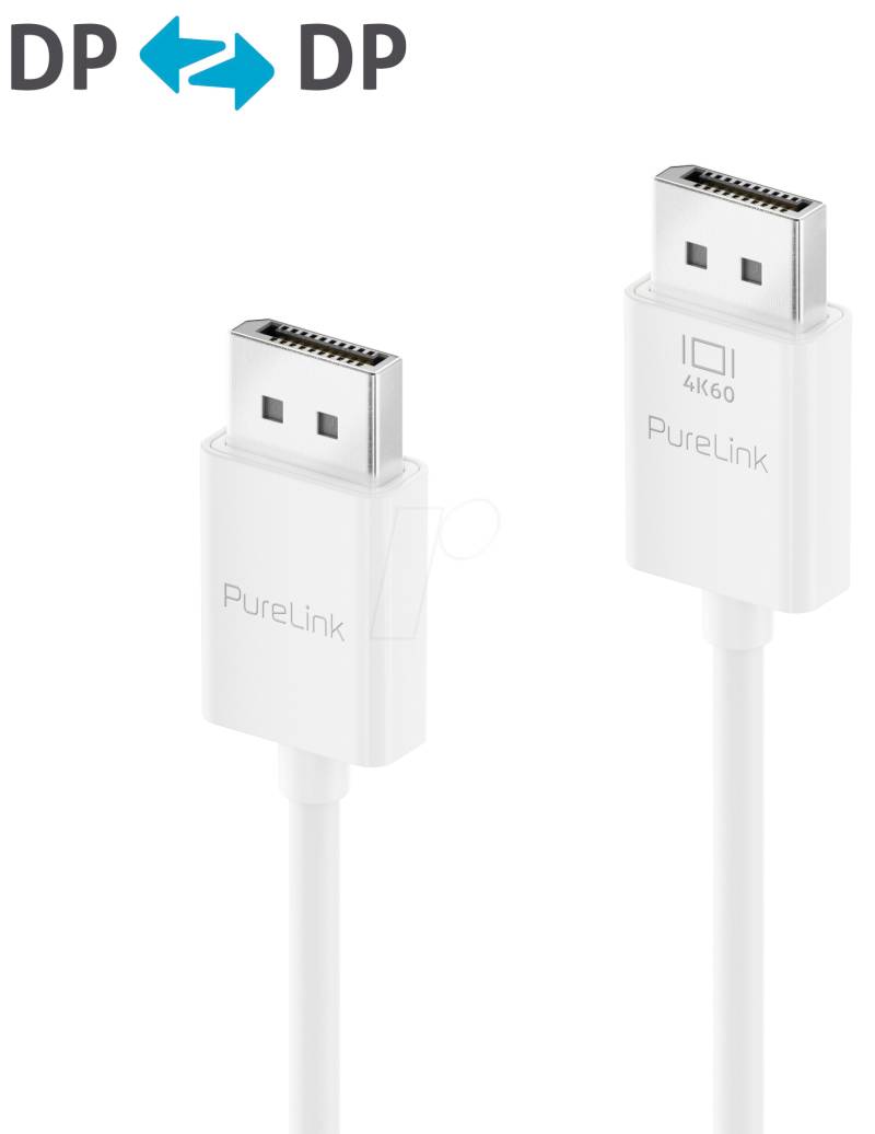 PURE IS2020-020 - DisplayPort 1.2 Kabel, 4K 60 Hz, weiß, 2 m von PURELINK