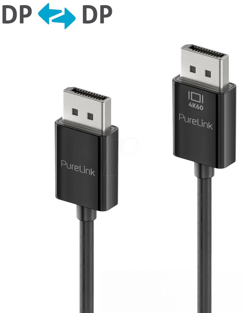 PURE IS2021-015 - DisplayPort 1.2 Kabel, 4K 60 Hz, schwarz, 1,5 m von PURELINK