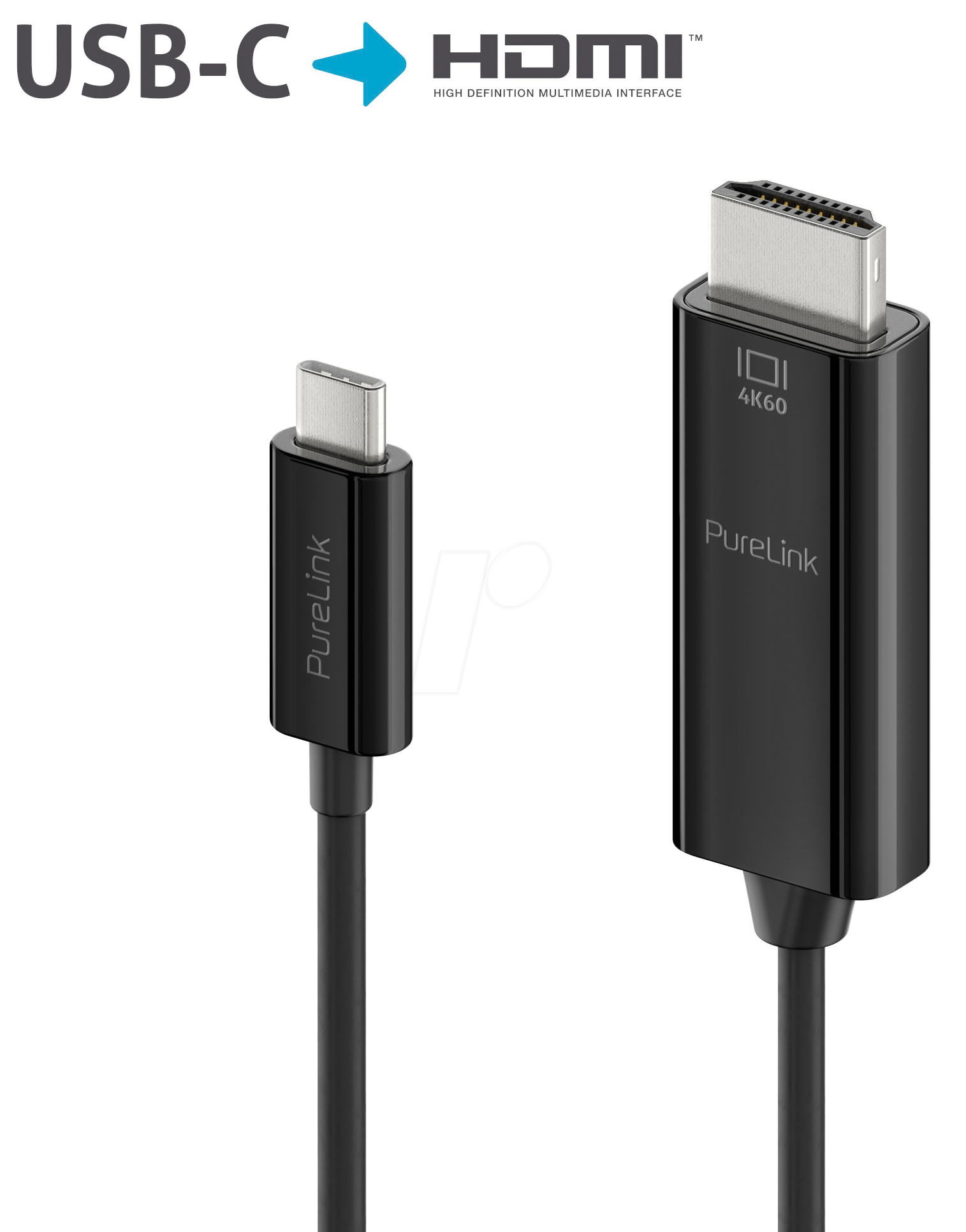 PURE IS2201-015 - Adapterkabel USB Type-C  > HDMI, 4K@60 Hz, schwarz, 1,5 m von PURELINK