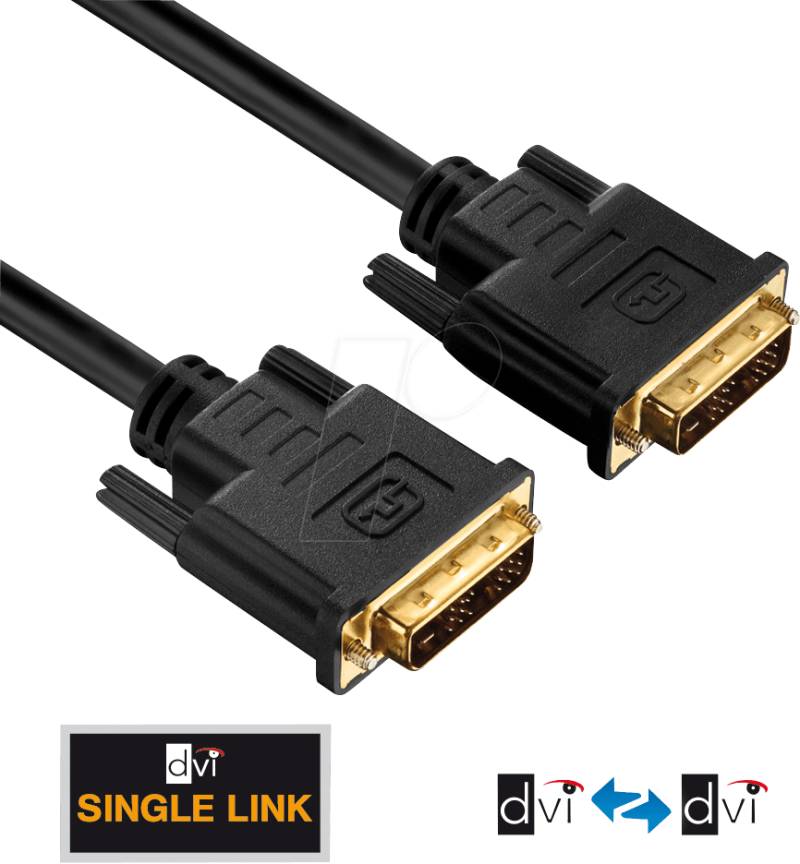 PURE PI4000-030 - DVI Monitor Kabel DVI 18+1 Stecker, Single Link, 3 m von PURELINK
