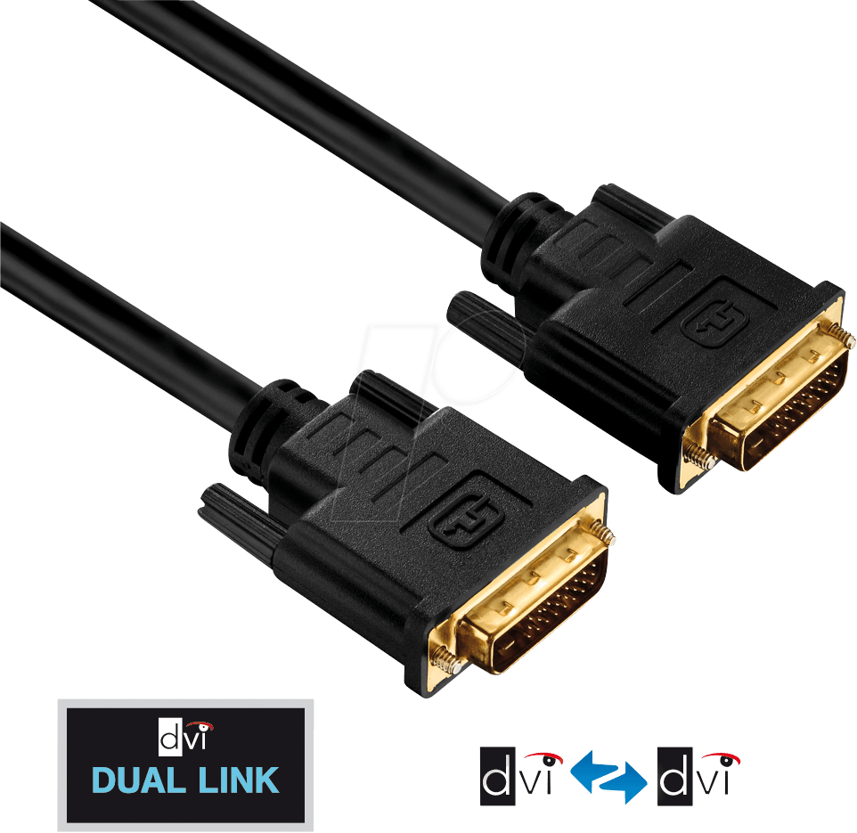 PURE PI4200-010 - DVI Monitor Kabel DVI 24+1 Stecker, Dual Link, 1 m von PURELINK