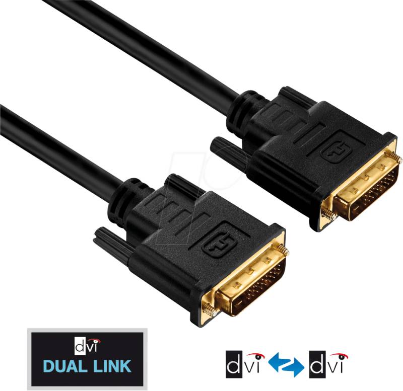PURE PI4200-010 - DVI Monitor Kabel DVI 24+1 Stecker, Dual Link, 1 m von PURELINK