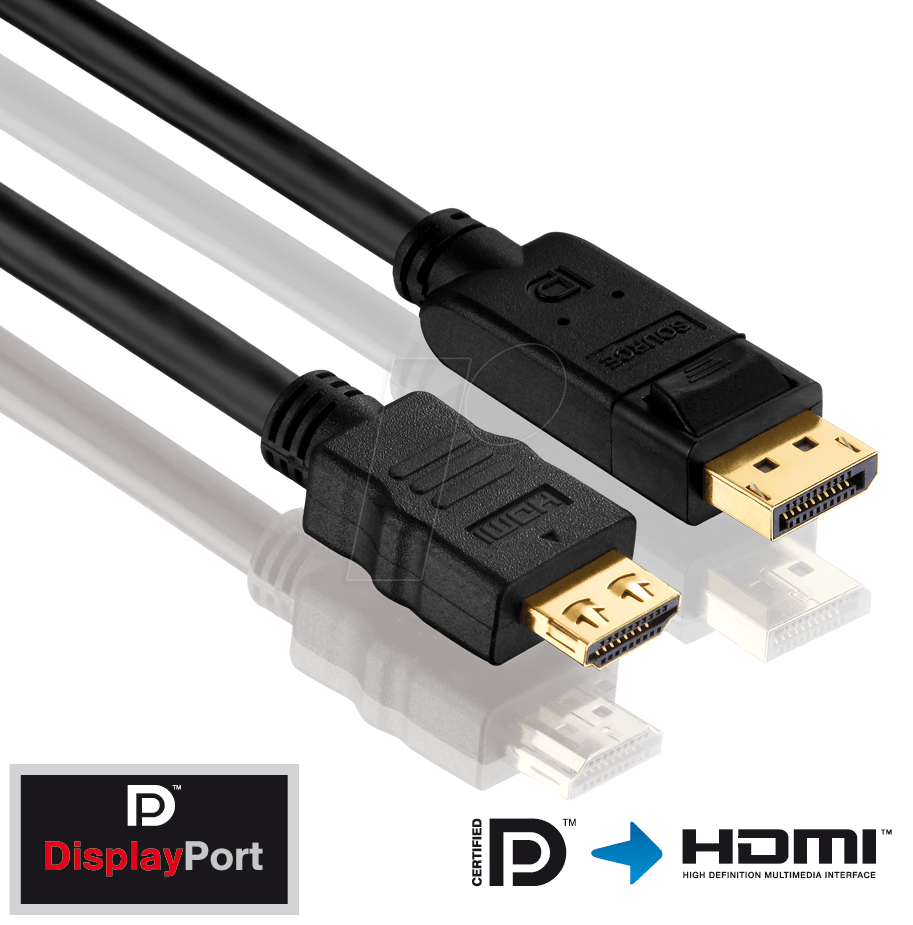 PURE PI5100-015 - DisplayPort Stecker auf HDMI A Stecker, PureInstall, 1,5 m von PURELINK