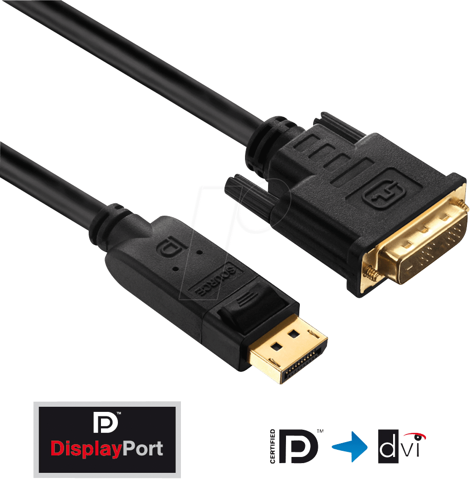 PURE PI5200-030 - Adapterkabel, DisplayPort Stecker auf DVI 18+1 Stecker, 3 m von PURELINK
