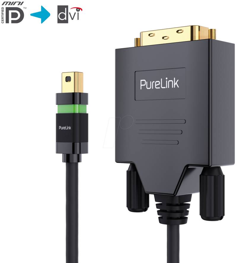 PURE ULS2100-015 - MiniDP 1.2 auf DVI Single, Ultimate Serie, schwarz, 1,5 m von PURELINK