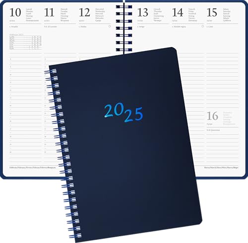 Purepaper Wochenkalender 2025 – 12 Monate Januar Dezember – 16 x 21 cm Medium A5 – Spiralbindung – Made in Italy handgefertigtes Bindegerät blau Purepaper Wochenkalender 2025 – 12 Monate Januar Dezember – 16 x 21 cm Medium A5 – Spiralbindung – Made in Italy handgefertigtes Bindegerät blau von PUREPAPER