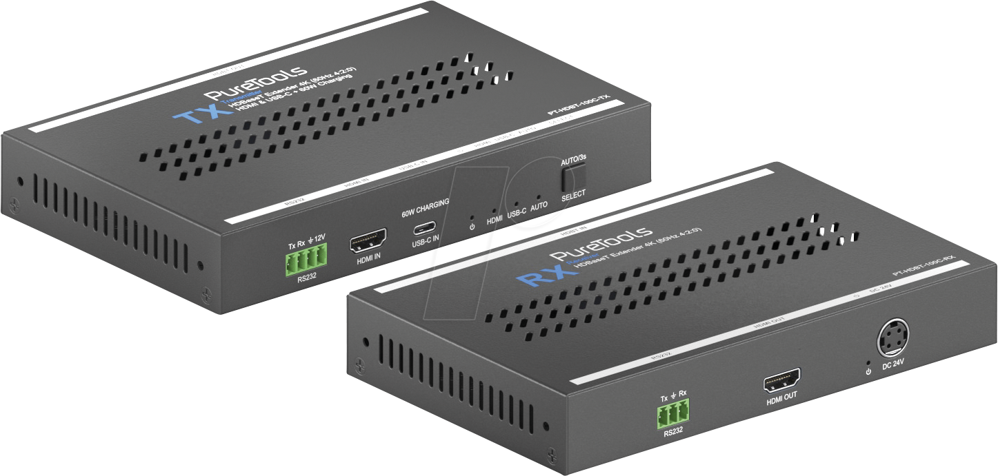 PURE PT-HDBT100C - PureTools - HDBaseT Extender Set mit HDMI- und USB-C-Eingang von PURETOOLS