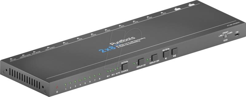 PURE PT-SPHD28DA - 4K HDMI Verteiler 2x8, Downscaler, EDID, Audio-Extraktion von PURETOOLS