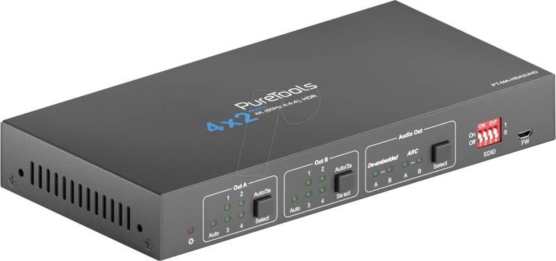 PURE PTMAHD42UHD - 4K HDMI Matrix 4x2, HDR Digital,Downscaler, Audioauskopplung von PURETOOLS