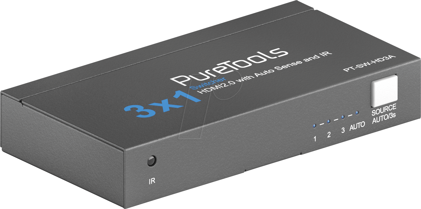 PURE SW-HD3A - 3x1 4K 18Gbps HDMI Umschalter mit Auto Sense von PURETOOLS