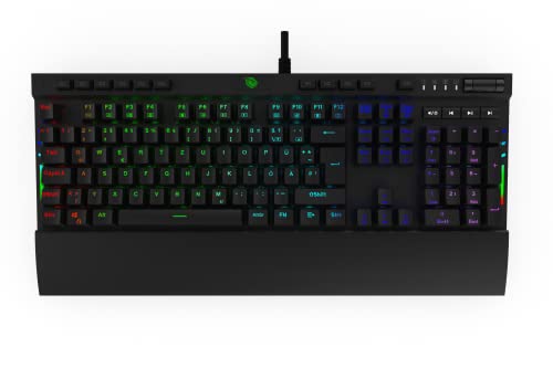 PUSAT K3 Pro Mechanische Gaming Tastatur RGB-Beleuchtung,Multi-Media Bedienelemente,Handballenauflage,Deutsches QWERTZ-Layout - Schwarz von PUSAT