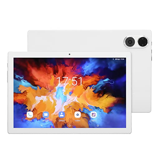 10,1 Zoll Tablet mit 11.0, Octa Core, 8GB RAM, 128GB ROM, 512GB Erweiterbar, 1920X1200 IPS HD Bildschirm, Zwei Kameras, BT 5.0, Zwei Lautsprecher, WLAN, Lange Akkulaufzeit (Weiß) von PUSOKEI