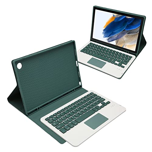 10,5 Zoll Tablet Tastaturhülle für Galaxy Tab A8 2022, mit Abnehmbarer Kabelloser Bluetooth Tablet Tastatur, Dunkelgrüne TPU Hülle für Galaxy Tab A8 (SM X200, X205, X207)(Touchpad) von PUSOKEI