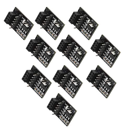 10 Stück Schwarze Sockel-Adapterplatine, 3,3 V 8P NRF24L01+ Wireless-Modul, NRF24L01Pinboard Sockel-Adapter-Modulplatine mit CE, CSN, SCK, MOSI, Miso, IRQ-Schnittstelle von PUSOKEI