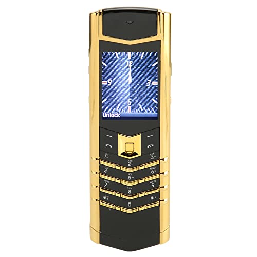 2G-GSM-Mobiltelefon für ältere Menschen, 1,5-Zoll-Smartphone-Handy, 5MP-Rückfahrkamera, Wiederaufladbar über USB, 1600mAh Große Kapazität, 2G-Dual-SIM (Schwarzes Gold) von PUSOKEI