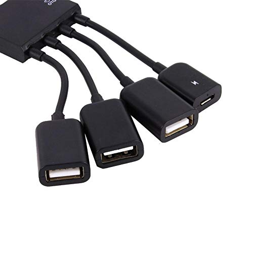 4-Port Micro USB Splitter HUB Mehrzweck Micro USB Stromversorgung OTG Hub-Kabel für Android Tablet PC und Smartphone Schwarz von PUSOKEI