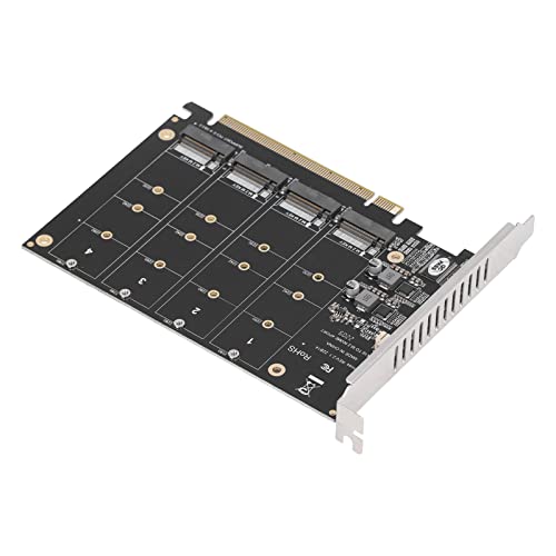 4 X 32 Gbps PCIE X16 4-Port-Erweiterungskarte, M.2 NVME SSD zu PCIE X16 Soft Raid-Karte, PH44 Desktop-PC mit Individueller LED-Anzeige-Controller-Erweiterungskarte für Win10 von PUSOKEI