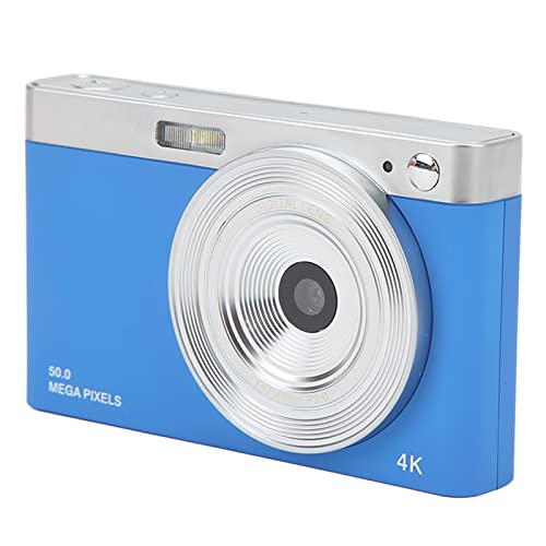 4K Digitalkamera, AF Autofokus, 16 facher Zoom, 50 MP Videokamera, 2,88 Zoll IPS HD Spiegellose LED Fülllicht Fotokamera, für Makroaufnahmen (Blau) von PUSOKEI