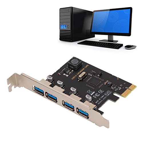 5 Gbps PCI E zu USB 3.0 Karte, 4 Ports PCI Expree zu USB Erweiterungskarte, Deskstop Server PCI-E USB3.0 Hub Controller Karte für XP, für Win7, für Win8 und für Win8.1, für Win10 von PUSOKEI