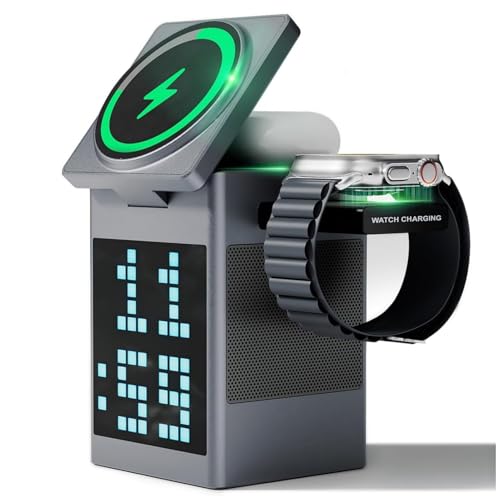 6 in 1 Magnetische Drahtlose Ladestation mit LED -Uhr und Alarm, 360 ° Rotiert 15 W Schnelles Telefonständer Ladegerät mit Bluetooth5.3, für Telefon, Smart Watch, Kopfhörer 6 in 1 Magnetische Drahtlose Ladestation mit LED -Uhr und Alarm, 360 ° Rotiert 15 W Schnelles Telefonständer Ladegerät mit Bluetooth5.3, für Telefon, Smart Watch, Kopfhörer von PUSOKEI