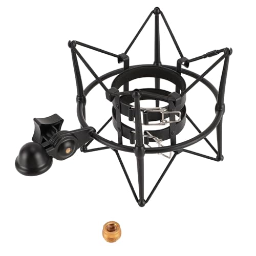 60Mm Mikrofon Stoßdämpferhalterung, Mikrofon Stoßdämpferhalterungsclip, Anti Vibrations Spinnen Stoßdämpferständer für Mikrofone mit Einem Durchmesser von Bis zu 60Mm (Black) von PUSOKEI