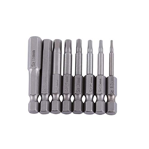 8 Stück 50 mm 1/4 Zoll S2 Sechskant-Schraubendreher-Bits mit magnetischem Sechskantkopf, H1.5/H2/H2.5/H3/H4/H5/H6/H8 Inbus-Bit-Set von PUSOKEI