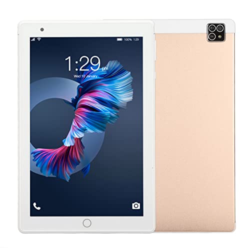 8 Zoll Android Tablet, Octa Core CPU, 4 GB RAM, 64 GB ROM (128 GB Erweiterbarer Speicher), HD IPS Touchscreen, 8 MP Dual Kamera, Bluetooth, WLAN, Dual SIM Steckplatz, USB C Telefonie Tablet(Gold) von PUSOKEI