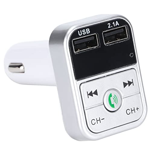 Bluetooth-FM-Transmitter für Auto, Auto-BT-FM-Empfänger mit Zwei USB-Anschlüssen, Freisprechen, CVC-Technologie, Integriertes Mikrofon, FM-Autoradio-Adapter für Telefon, Tablet von PUSOKEI