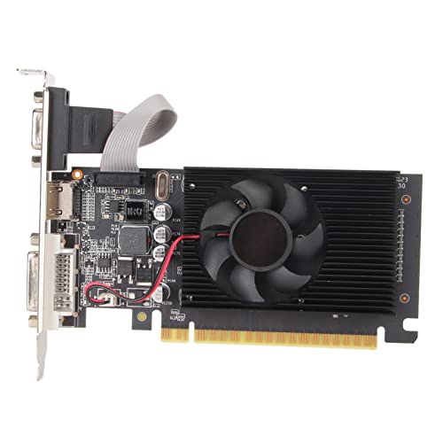 Computer Grafikkarte, 2G DDR3 64bit PCIE 1.1 Desktop Gaming Grafikkarte, PC Grafikkarte mit Leisem Lüfter, GT610 GPU Grafikkarte mit HDMI, DVI, VGA Schnittstelle von PUSOKEI