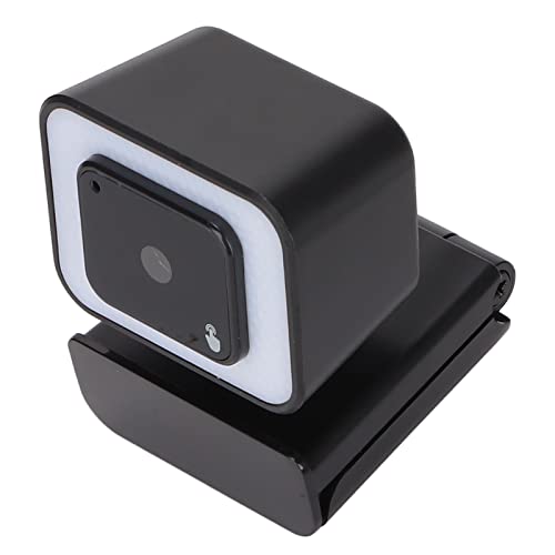 Computerkamera mit Ringlicht, 2560 X 1920 Webcam mit Rauschunterdrückungsmikrofon, Einstellbarem Fülllicht, Plug-and-Play-Streaming-Kamera, für Laptop, PC (V24A Black Fill Light Kamera 2K Autofokus) von PUSOKEI