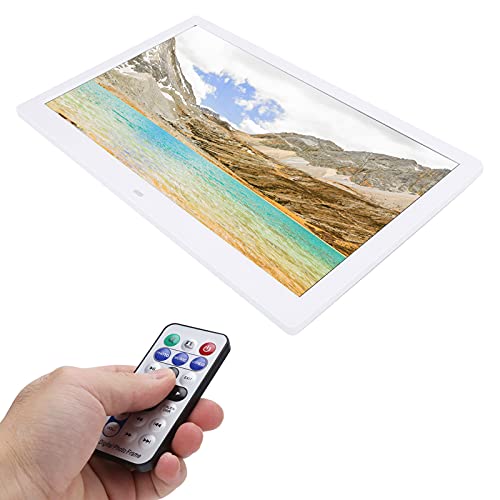Digitaler Bilderrahmen, Multifunktionaler Elektronischer Bilderrahmen, 15-Zoll-LED-Bildschirm, 200lm Helligkeit, 1280x800 Auflösung, Dual Mode Control, Max 16G Speicherkarte (EU-Stecker) von PUSOKEI