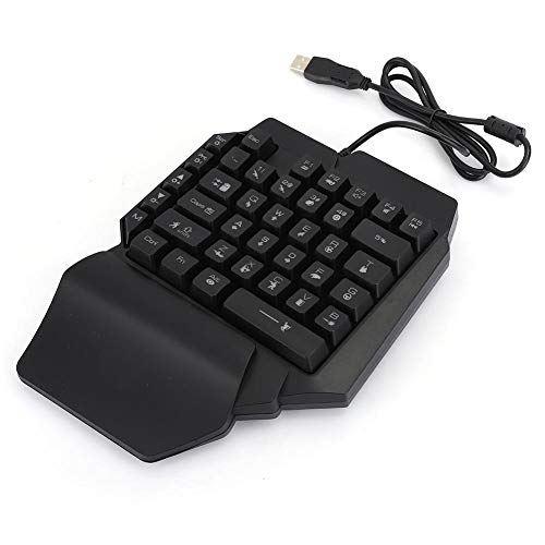 Einhand-Gaming-Tastatur, tragbare USB-Tastatur mit 39 Tasten, Zwei-Farben-Injektion, Handgelenkauflage, Design mit Hintergrundbeleuchtung, für -PC-Spieler von PUSOKEI