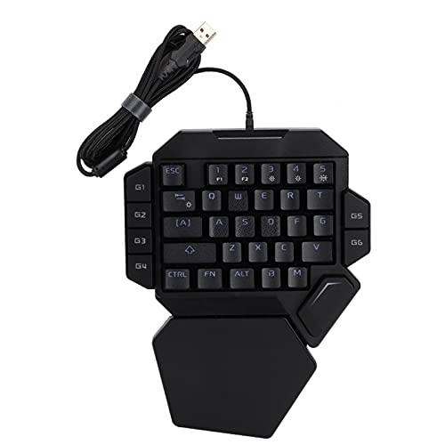 Einhand-Gaming-Tastatur RGB-Hintergrundbeleuchtung Mechanische Gaming-Tastatur Kabelgebundene USB-Gaming-Controller-Tastatur mit 35 Tasten für Win 2000 / Win XP / Win ME / Vista / Win7 / Win8 / WIN10 von PUSOKEI