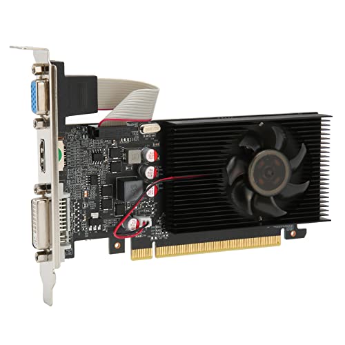 GT610 Grafikkarte, 2G DDR3 64 Bit Grafikkarte, PC GPU Grafikkarte mit Lüfter, DV/VGA Anschluss, PCIE 2.0 Gaming Grafikkarte für Gaming PC von PUSOKEI