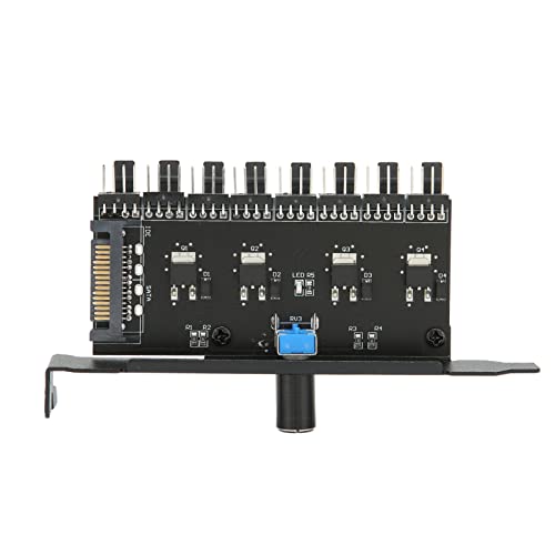 Gehäuselüfter Hub CPU-Kühlung 8 Port 12 V 3Pin 4Pin PC-Lüfterdrehzahlregler 72W Lüfterdrehzahlregler mit Fester Schraube für Desktop-Computergehäuse(SATA) von PUSOKEI