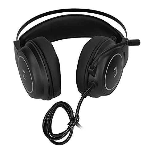 Head Mounted Gaming Headset, Surround Stereo Bass Sound Computerkopfhörer, mit Omnidirektionalem Mikrofon, 50 Mm Lautsprechereinheit, USB Kopfhörer für Laptop PC (Schwarz) von PUSOKEI