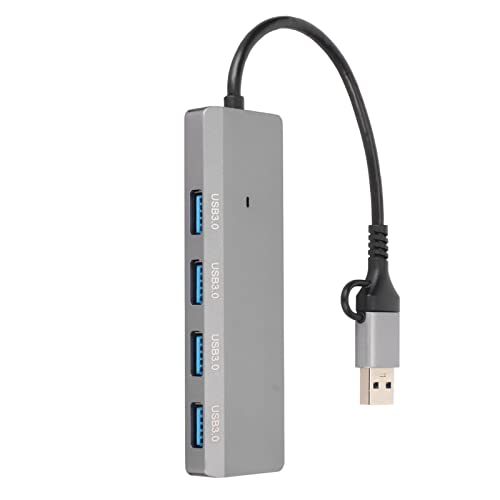 Hub, 4-in-1-Dual-Connector-Dockingstation, USB-Verlängerung mit 5 Gbit/s Hochgeschwindigkeits-USB-Adapterstecker für PC, Laptop, Tablet, Telefon, Kompaktes Design aus von PUSOKEI