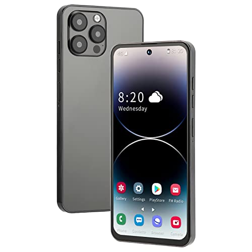 I14 Pro Max Entsperrtes Mobiltelefon, 6,7 Zoll 4 GB 128 GB Smartphone für Android 12, 4000 MAh Akku, Dual Kameras, 3 Kartensteckplätze, 4G Globales Mobiltelefon (Schwarz) von PUSOKEI