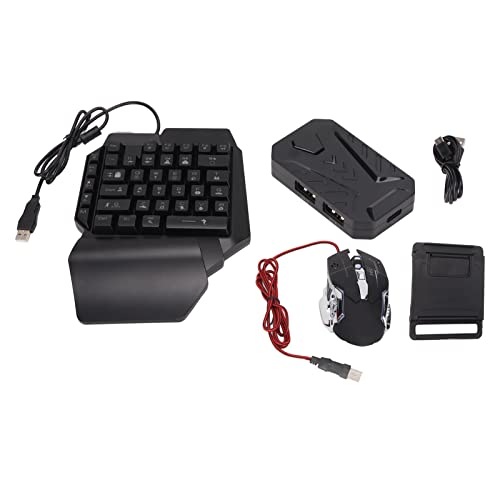 Kabelgebundene Mechanische Einhand Gaming Tastatur und Gaming Maus Kombination mit Tastatur und Mauskonverter, RGB LED Farbverlauf Tastatur, 6 Tasten Maus für Switch/PS4/PS3(Lite+F6+G2 mischen) von PUSOKEI