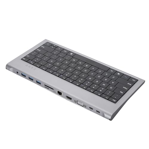 Kabelgebundene Tastatur mit USB-Hub, 11 in 1 USB C 78 Tasten Computertastatur, Multifunktionale 4K 10 Gbit/s 1000 Mbit/s 100 W PD USB C Dockingstation, Plug and Play von PUSOKEI
