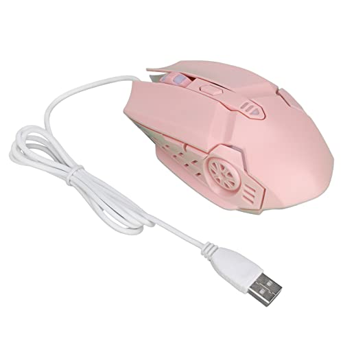 Kabelgebundene USB-Maus, Pink Mouse Slim Silent Mouse 6 Tasten Programmierbar 4 DPI Einstellbar, Anti-Rutsch-Rolle 4 Cool RGB-Beleuchtung für Win XP, für Win 7, für Win 8, für Win 10 (6D-Rosa) von PUSOKEI