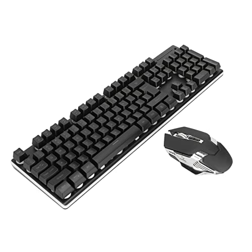 Kabellose Tastatur- und Maus-Kombination, RGB-Gaming-Tastatur-Maus-Set, Wiederaufladbare Tastatur mit 104 Tasten, LED-Hintergrundbeleuchtung, 7D-3200-DPI-Maus, Mechanisches Gefühl, für PC-Gamer von PUSOKEI