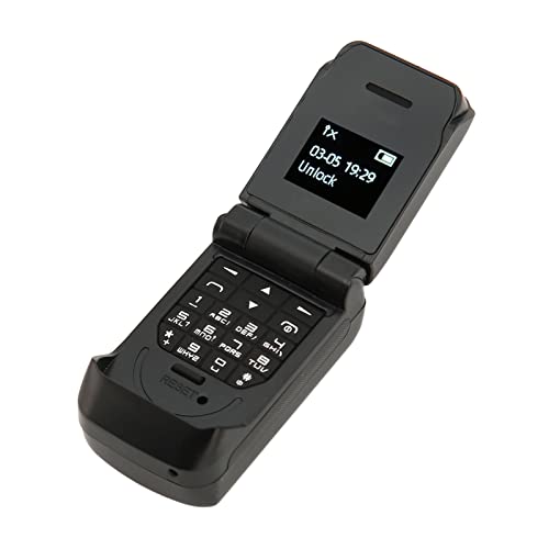 Klapphandy für Senioren, 0,66 Zoll OLED Bildschirm, 32 MB 64 MB, 300 MAh Akku, Bluetooth Kleinstes Klapphandy Entsperrt (Schwarz) von PUSOKEI