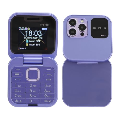 Klapptelefon,2G Klapphandy, 2 SIM Karten, Seniorenhandy mit LED Taschenlampe, HD Rückkamera, UKW Radio, Blacklist, Kurzwahl, Vibration, Unterstützung Bis zu 16 GB (Purple) von PUSOKEI