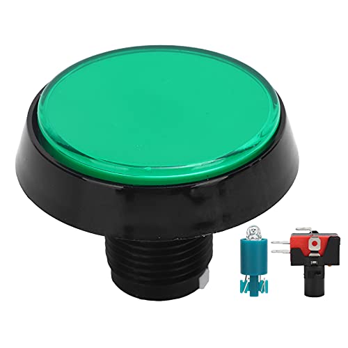 LED-Arcade-Tasten 60MM 3-Fuß-Gamepad Push Bouton LED Beleuchtete Runde Flache Taste für Arcade-Maschinen-Videospielkonsole, DC 12V(Grün) von PUSOKEI