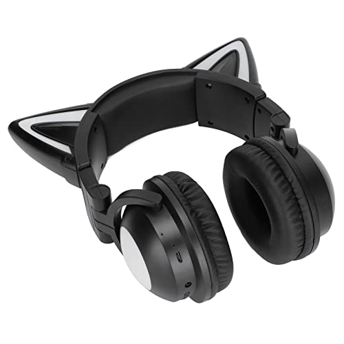 LED Cute Cat Ear Headset, Laptop PC Stereo Gaming Headset, Kabelloser Bluetooth 5.0 Gaming Kopfhörer mit Mikrofon für PC Laptop Smartphone / Geschenk für Kinder Jungen & Mädchen von PUSOKEI