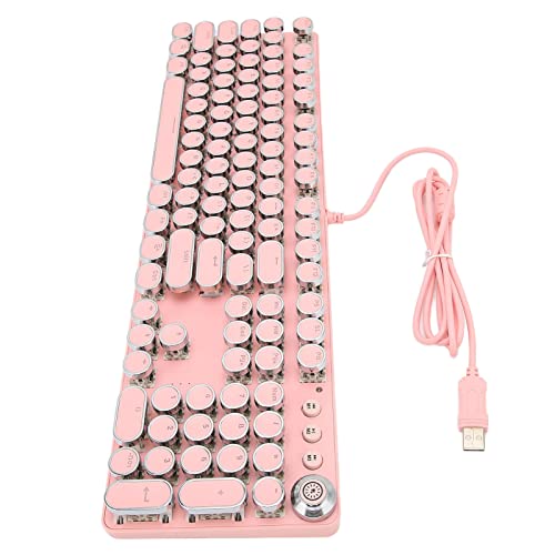 Mechanische Gaming-Tastatur, Gaming-Tastatur mit USB-Hintergrundbeleuchtung, Kabelgebundene Multi-Mode-Tastatur, 104 Tasten, Punk-Tastenkappe, Schwarzer Schalter, für PC/Laptop/Gamer (902-7 rosa Punk) von PUSOKEI