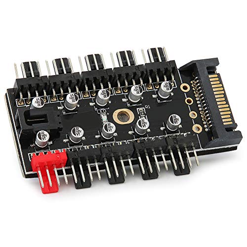 PC-Gehäuse-Lüfter-Hub PWM-Steuerung 12-V-Hub CPU-Lüfter-Splitter-Controller 4-Pin-Lüfter PWM-Lüfter-Hub SATA/4D-Controller für 12V-Motherboard 3Pin/4Pin-Lüfter(SATA) von PUSOKEI