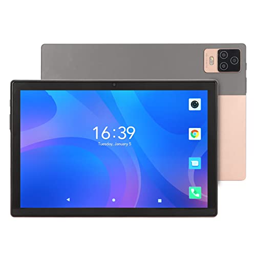 PUSOKEI 10,1 Zoll Gold Tablet, 12 GB RAM, 256 GB ROM, Octa Core CPU, Dual Kamera, 7000 mAh Akku, Office Tablet mit 2 Steckplätzen, für12 (EU-Stecker) von PUSOKEI